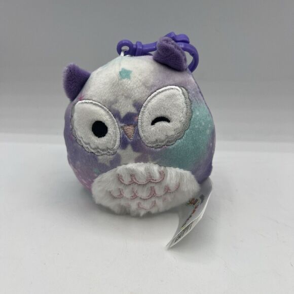 SQUISHMALLOW Solina OWL 3.5” Clip On Purple Turquoise Wink Plush Kelly Toy - Picture 1 of 5